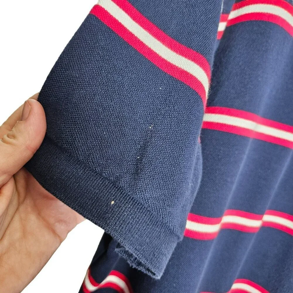 Polo By Ralph Lauren Mens Striped Short Sleeve Polo Shirt XL Blue Red White‎
